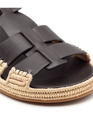 Black leather flat sandals PALOMA BARCELO | 302605CHOCOLATE